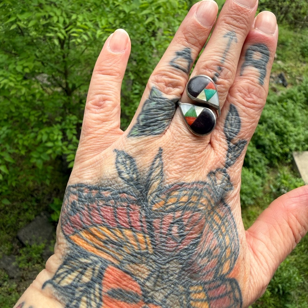 Sterling Silver Inlay Zuni ring - Picture 3 of 5